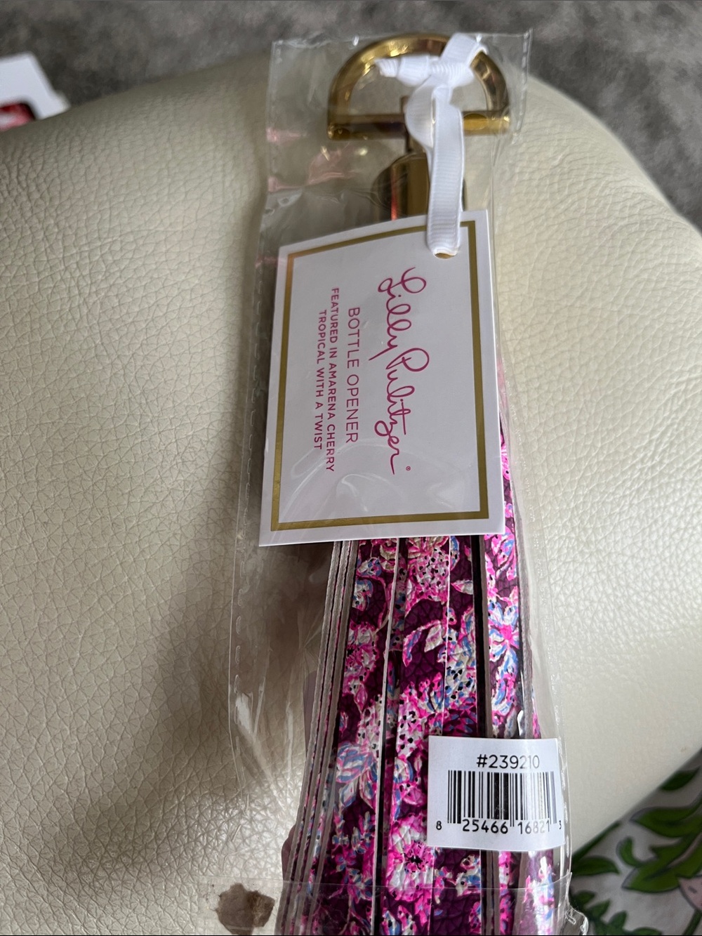Lilly Pulitzer Pink Floral Bottle Opener!  Cute design. Amarena cherry tropical!